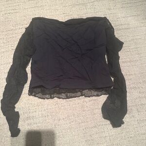 Abercrombie & Fitch Black Lace Sleeve Blouse